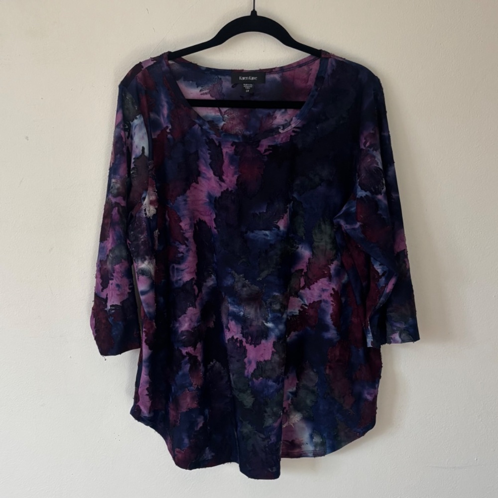 Karen Kane Tie Dye Jacquard Top Purple